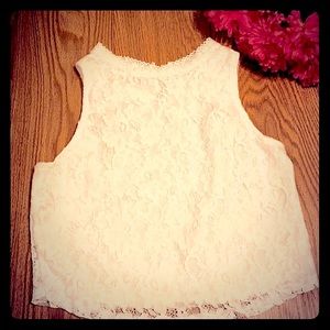 White lace crop top